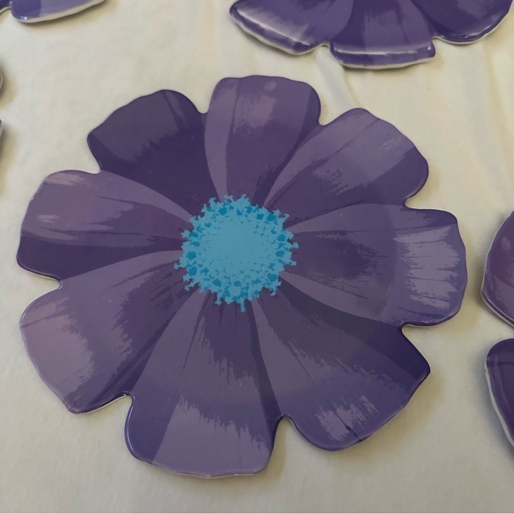 Precidio Plates Purple Floral Melamine 8” Set of 6